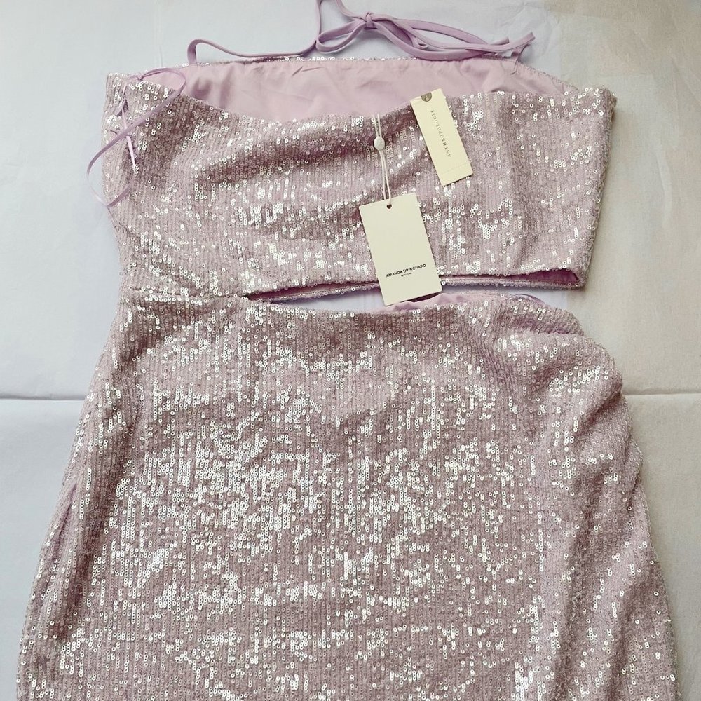 nwt Anthropologie Amanda Uprichard Sequin Cutout Mini Dress Boho Party Size XL - Picture 6 of 11